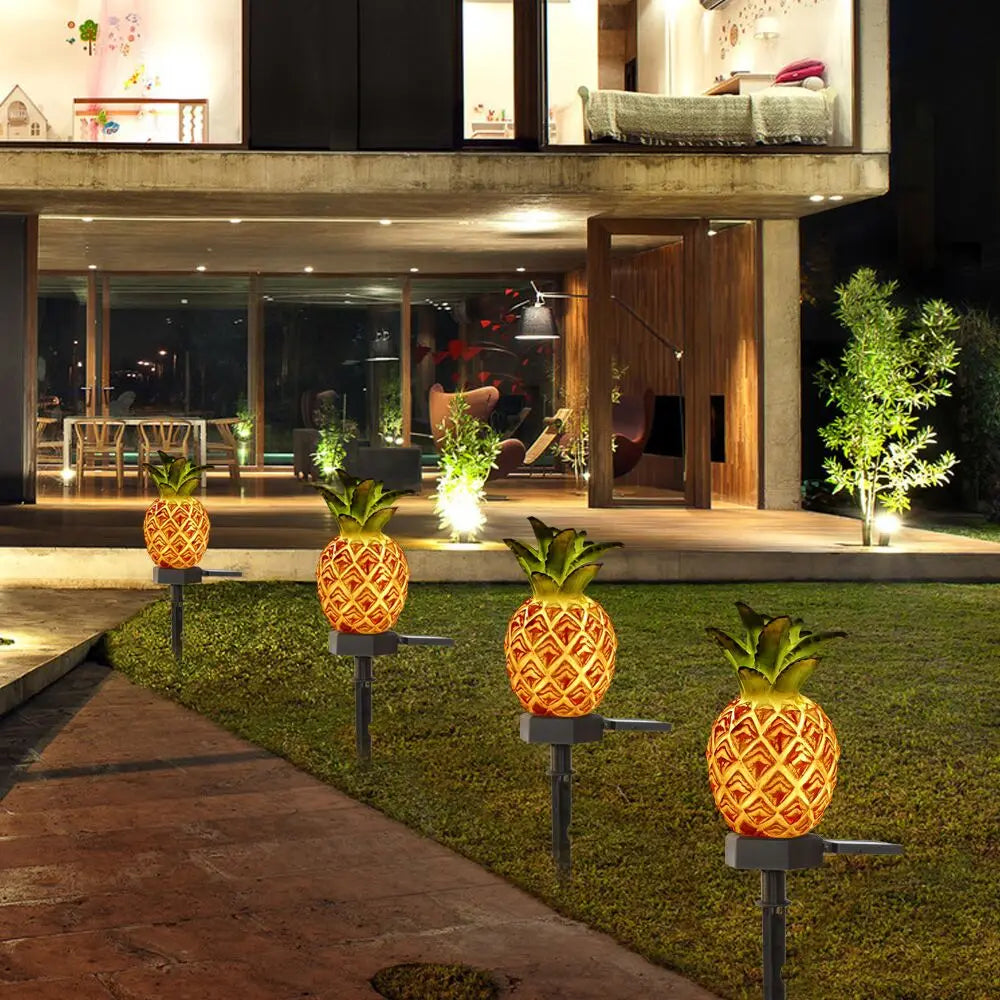 lampe solaire cactus ananas décorative moderne extérieure verte ornement jardin led ip65 abs