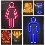panneau lumineux néon silhouettes humaines kids area cocktail wifi opacité moderne câble alimentation