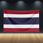 décoration murale drapeau thaïlande rouge blanc bleu polyester moderne dorés 90x150cm