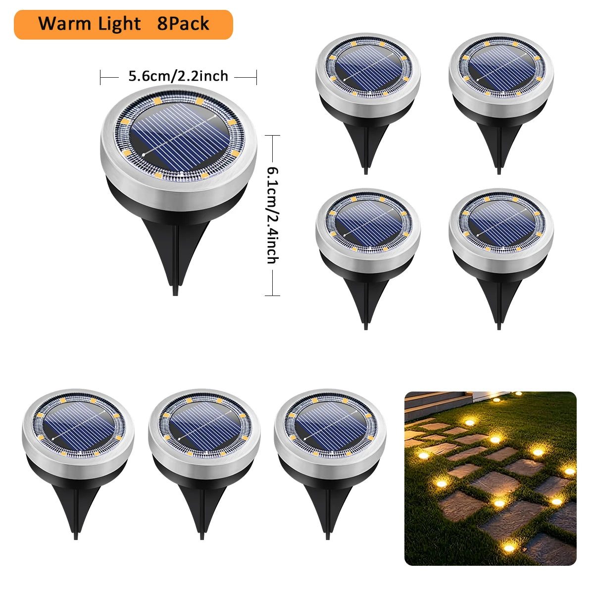 lampe solaire led diodes ip65 étanche acier inoxydable spikes moderne jardin extérieur