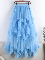 jupe tulle violet rouge élégante asymétrique franges translucide femme erotique summer