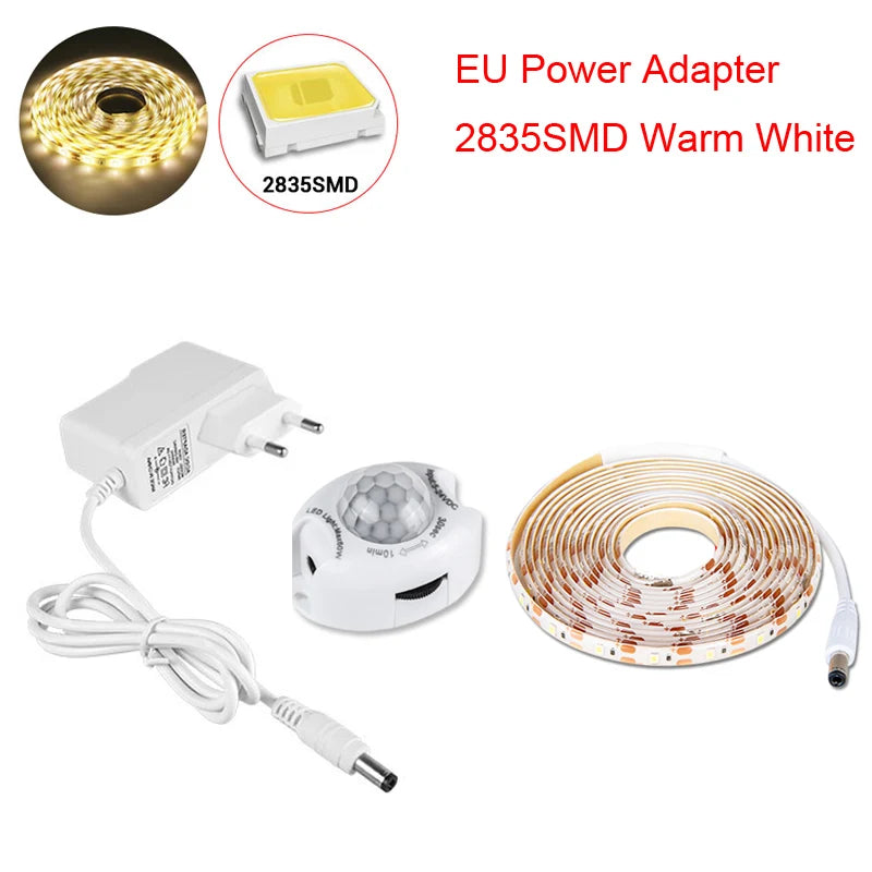 bande led détecteur mouvement blanc blanc chaud moderne adhésif 1m 3m 5m étanche veilleuse