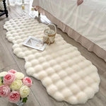 tapis peluche polyester ondulé boules relief moderne chambre salon beige gris