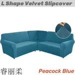 housse canapé d'angle velours noir moderne élastique lavable accueil places
