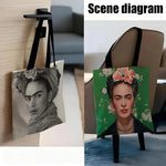 sac main toile blanc motif floral moderne poignées noires fleurs femme réutilisable grande capacité