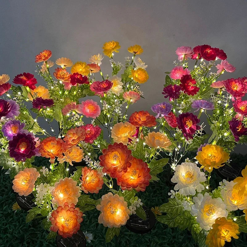 bouquet artificiel lumineux fleurs feuilles vertes moderne rouge orange rose blancextérieur patio jardinDecoration