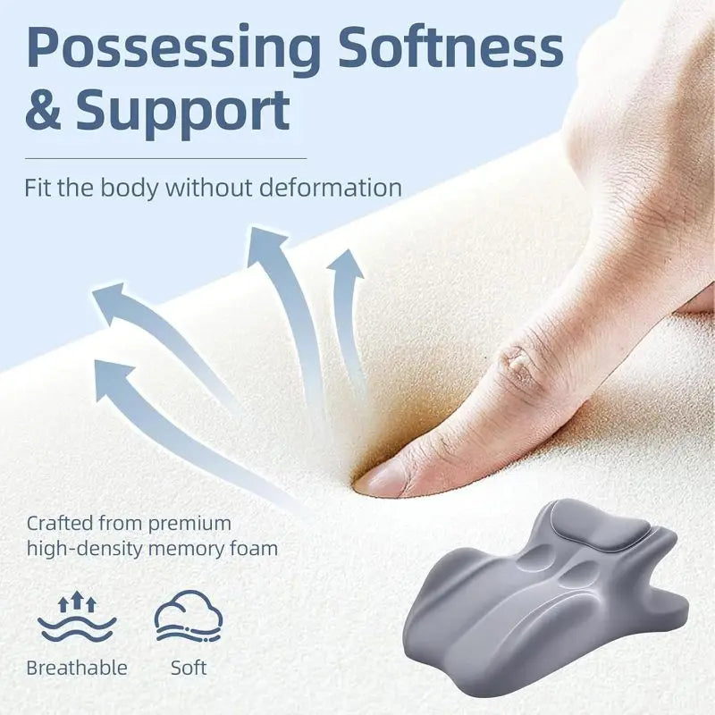 coussin ergonomique memory foam gris housse polyester fermeture eclaire organique confort lit massage relaxation