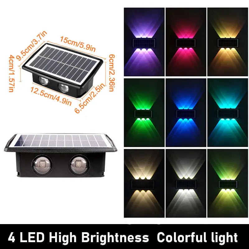 applique murale solaire led moderne noire blanche jaune bleue panneau solaire adhésif fixeextérieur