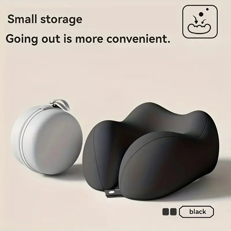 coussin voyage ergonomique mousse mémoire forme gris clips boîte rangement instructions utilisation confortable moderne