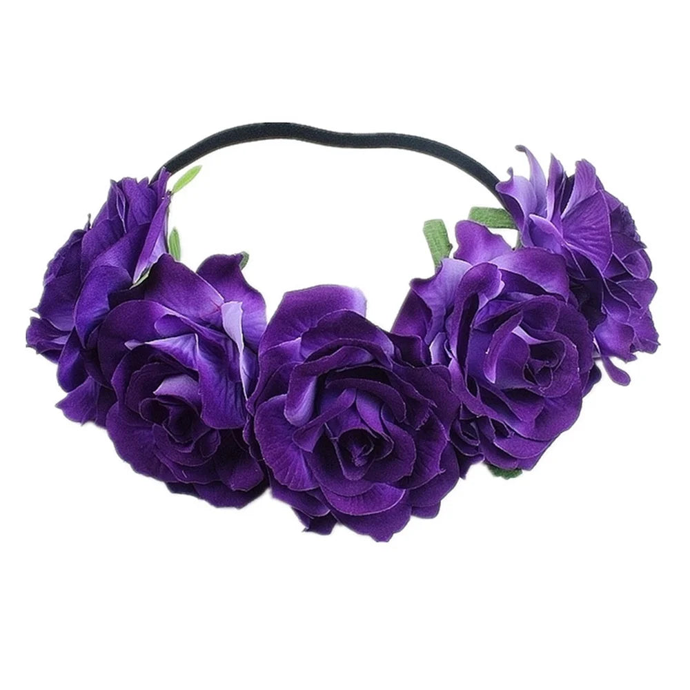 couronne fleurs artificielles bohème multicolore élastiquée femmes fêtes