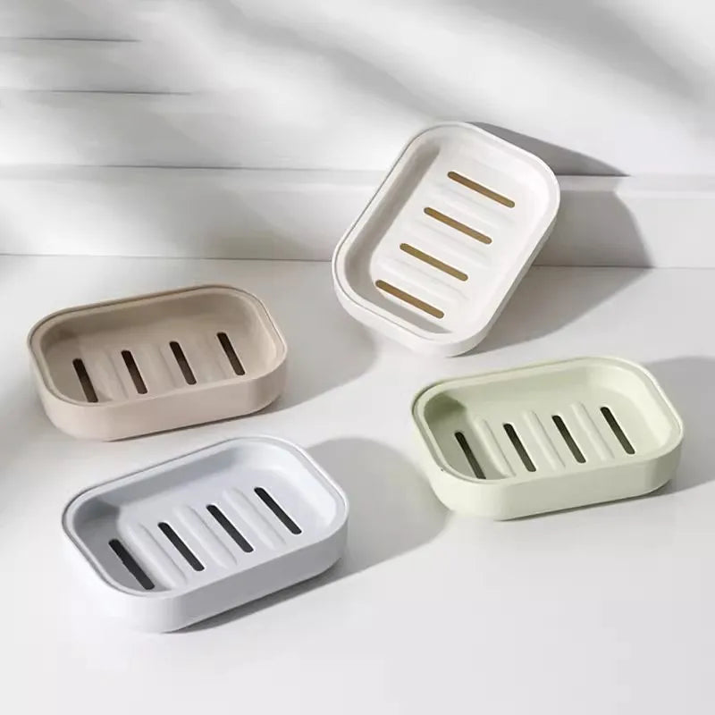 support savon moderne plastique couleur beige vert clair gris portable couvercle salle bain