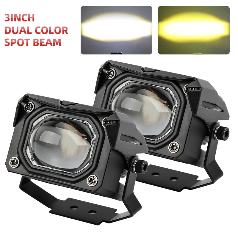 projecteur led spot flood antibrouillard jaune moderne transparent vis câble électrique 6000k 12v 24v