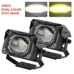 projecteur led spot flood antibrouillard jaune moderne transparent vis câble électrique 6000k 12v 24v