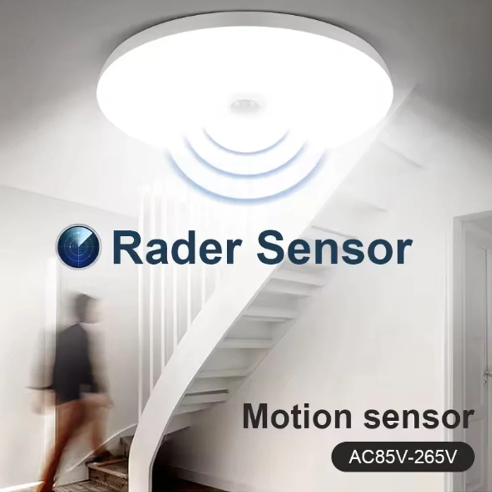 Lampe moderne LED radar détecteur mouvement 220V blanc abs murale