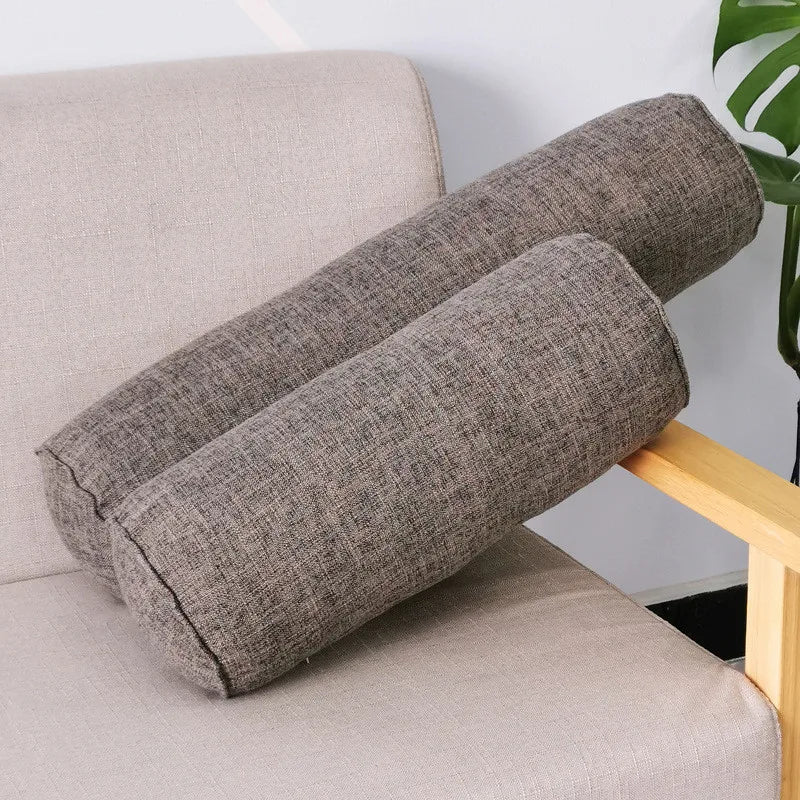 coussins ronds modernes imperméables blanc gris orange bleu marron texture lin amovibles lavables adultes