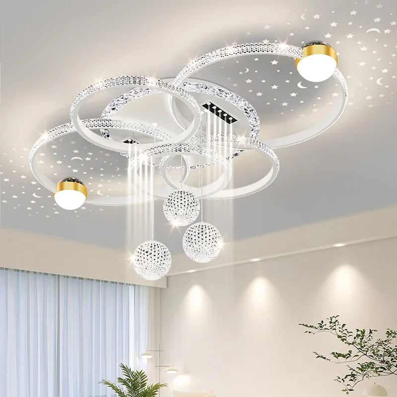 lustre moderne argenté doré cristaux scintillants éclairage chambre salon entrée moderne luxueux
