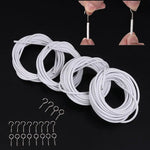 rideaux modernes kit cordon polyester crochets chevilles blanc argenté minimaliste