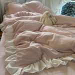 ensemble literie princesse rose housse couette drap taies oreiller doux coton coton doux
