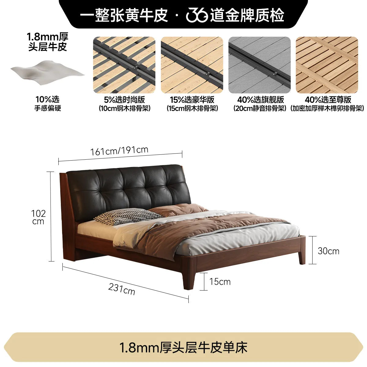 lit moderne marron noir simili cuir tissu blanc beige oreiller couvre lit tapis queen