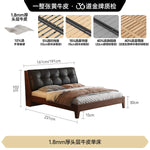 lit moderne marron noir simili cuir tissu blanc beige oreiller couvre lit tapis queen
