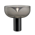 lampe table moderne minimaliste transparente chromée base solide câble électrique warm light