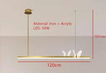 suspension lumineuse contemporaine or blanc papillons relief cercle lumineux opacité translucidité fixations minimalistes chambre