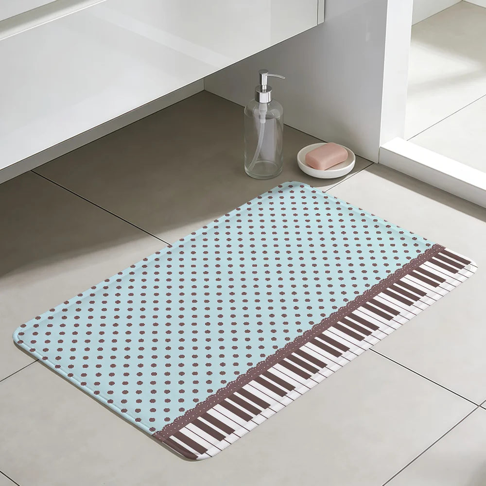 tapis moderne piano key polka dot bleu clair marron antidérapant intérieur extérieur chambre salon