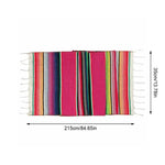 nappe rayée arc ciel mexicain festive coton réutilisable franges couleur vive table