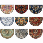 tapis demi rond motif floral imperméable polyester bohème oriental extérieur intérieur absorbant