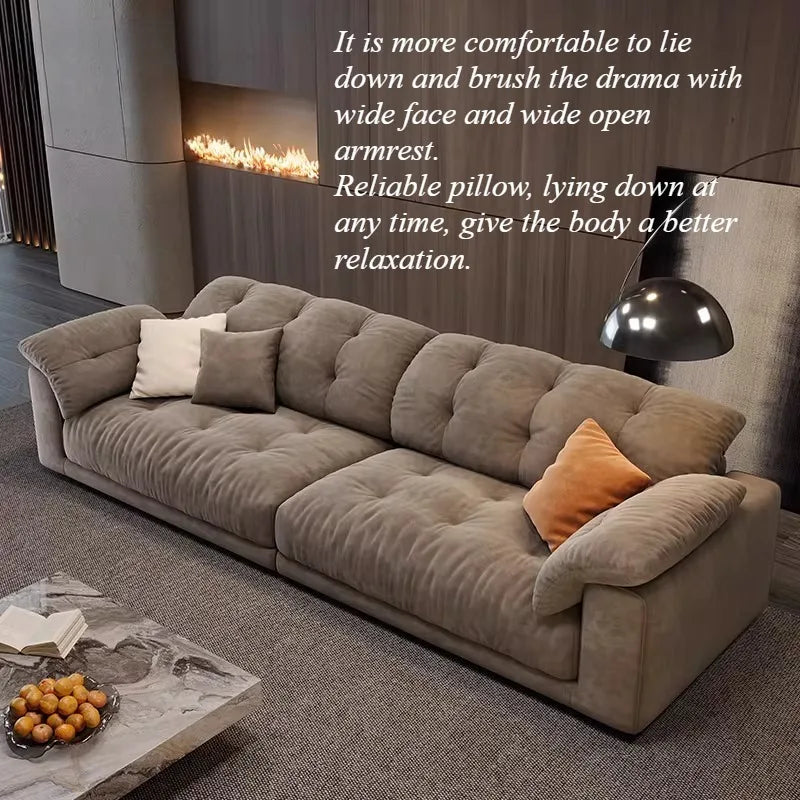 canapé moderne velours beige confortable salon forme scandinave matériaux bois multifonctionnel