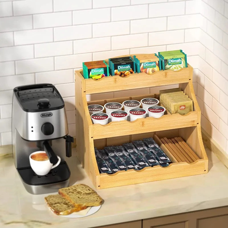 étagère bois moderne vis fixée sache thé rangement cuisine trois niveaux