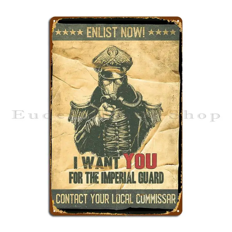 plaque métallique vintage soldat imperial guard enlist now commissaire gris montée