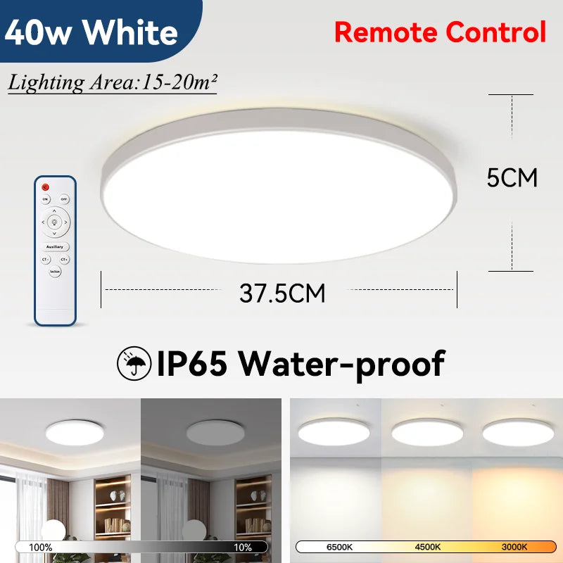 lampe led moderne télécommande 220v ip65 étanche noir blanc 37.5cm