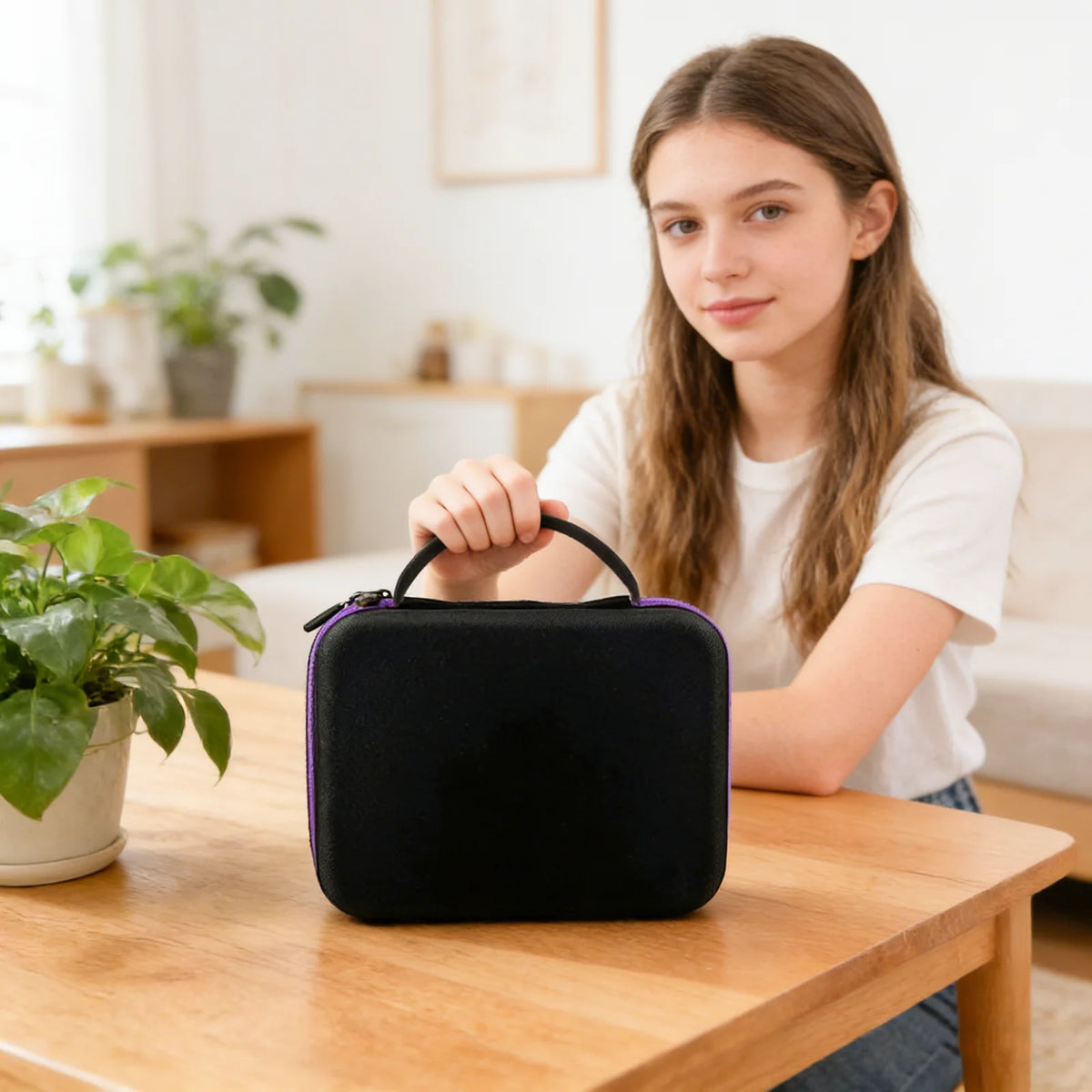 kit creation artisanale noir violet texture mat pratique portable poignée pinceaux fouille pliable