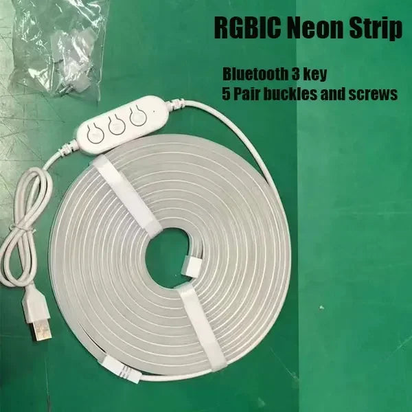 ruban led néon multicolore synchronisation bluetooth adhésif lisse moderne lumières fixations USB