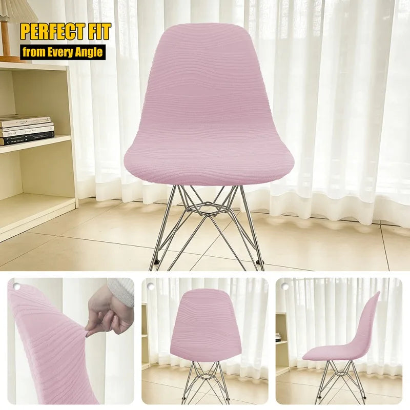 Housse chaise moderne rose clair rayures horizontales élasthanne polyester adjustable banquets mariage