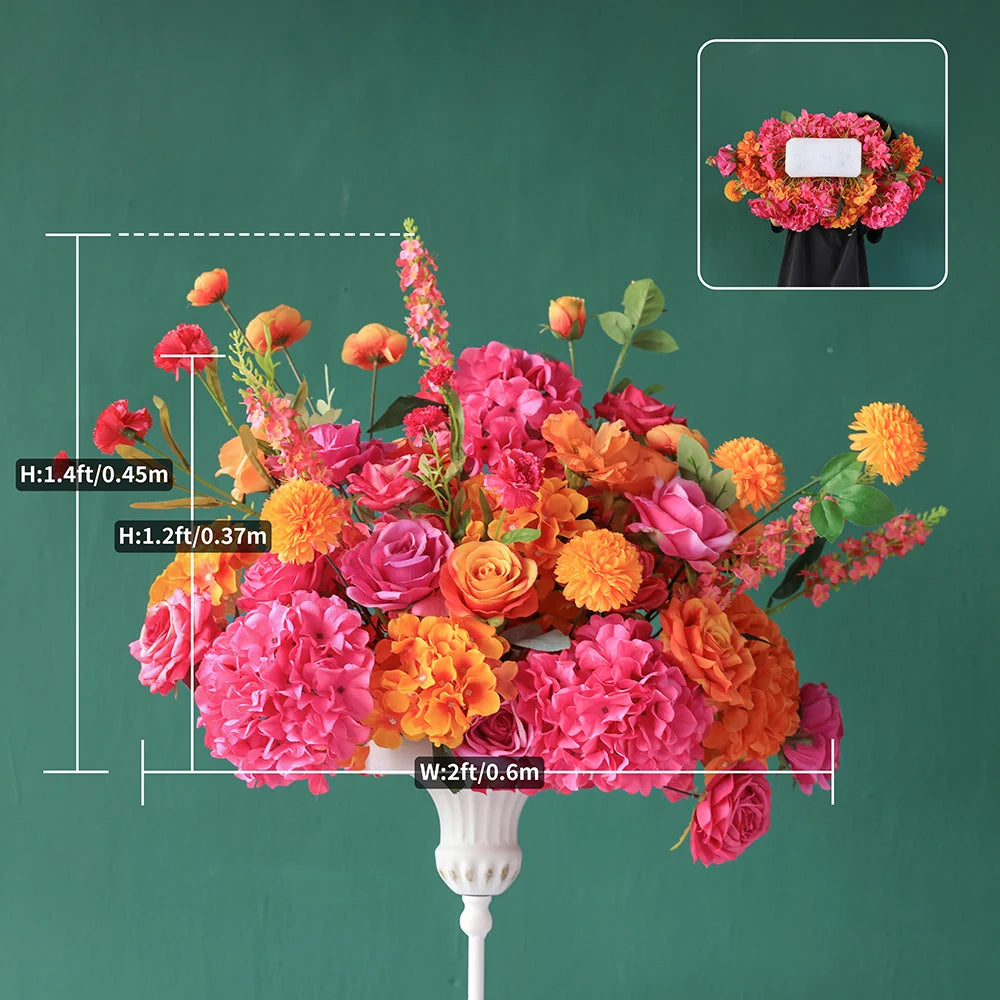 décoration événement rose vif orange artificielle bouquet mariage anniversaire intérieur moderne élégant
