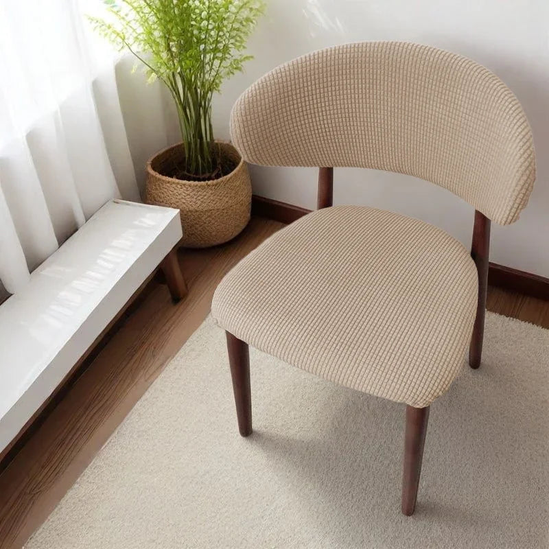 housse chaise moderne tissu carreaux beige gris vert adhésif polyester