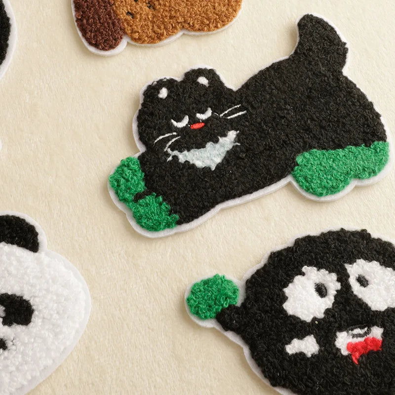 écussons décoratifs animaux mignons rose noir adhésifs créatifs cartoon polyestère