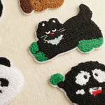 écussons décoratifs animaux mignons rose noir adhésifs créatifs cartoon polyestère