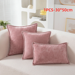 taies d'oreiller velours côtelé couleurs unies chic bordures décoratives polyester dimensions 30x50cm 45x45cm