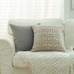 coussin patchwork géométrique bleu gris moderne 45x45cm polyester cotonversible décoration intérieure