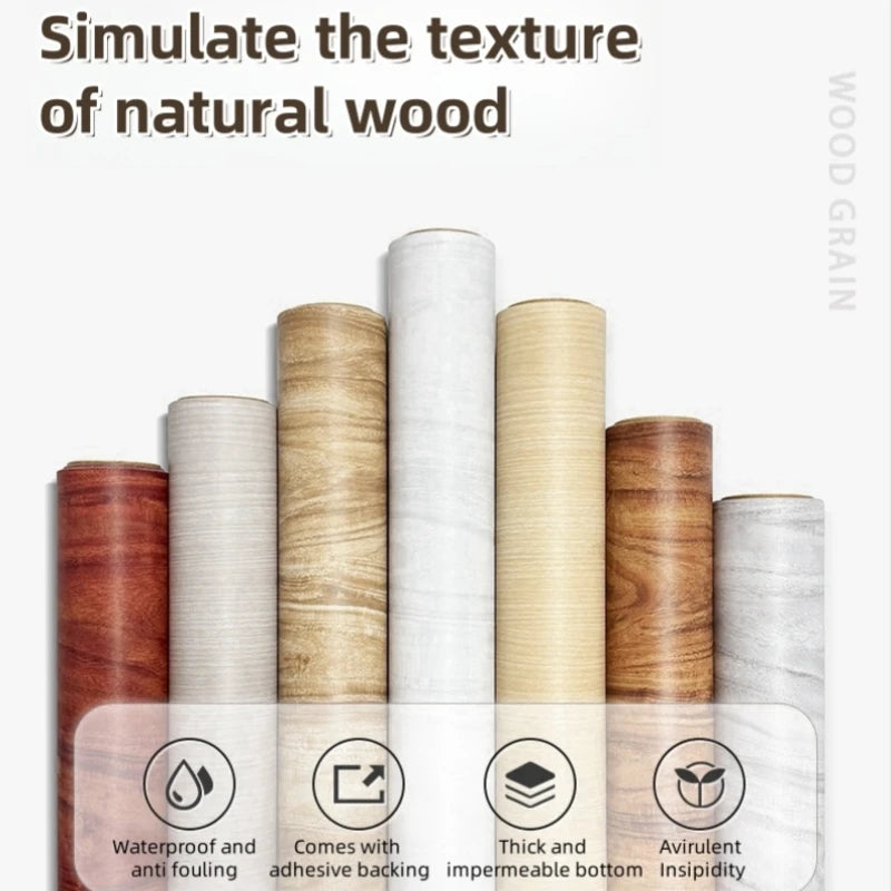 autocollant vinyle adhésif rénovation meuble bois naturel papier peint mural cuisine salon moderne imperméable