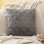 taies d'oreiller modernes douces tissage losanges rose clair gris beige opaques