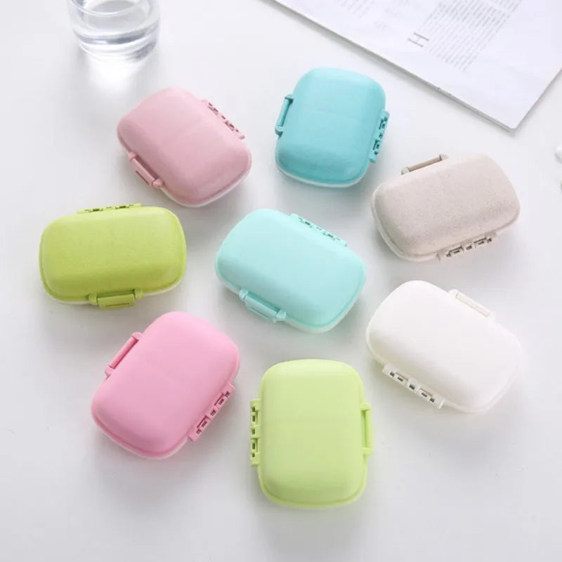boîte pilules moderne portable compartiments repas jour rangement tablettes plastique mat vert rose bleu