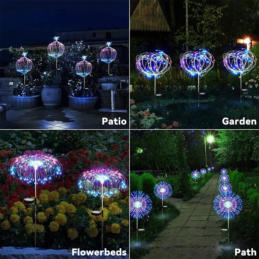 éclairage solaire extérieur 200 LED multicolore moderne étoile lumineuse piquet métallique jardin festif