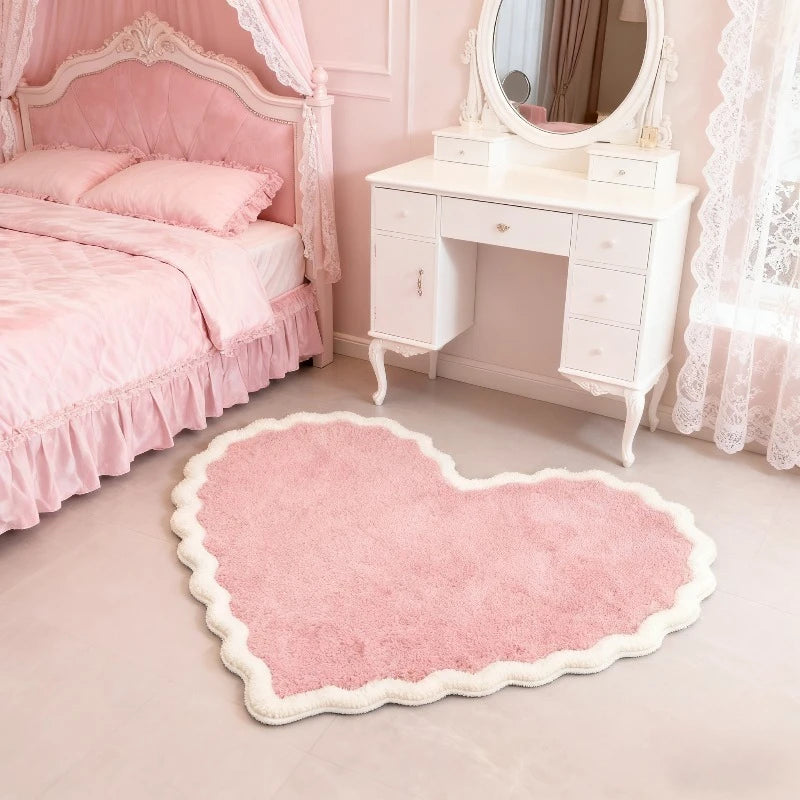 tapis cœur rose doux moderne antidérapant polyestère absorbant confortable intérieur extérieur chambre salon