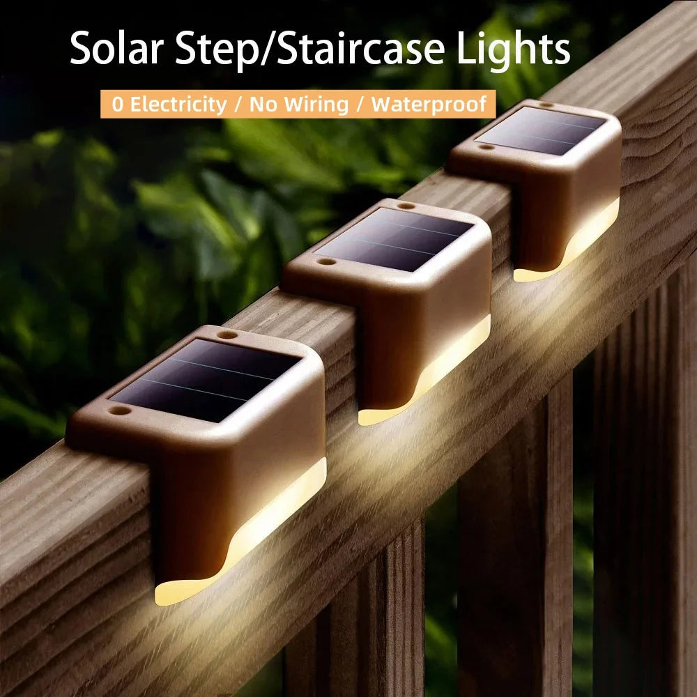 éclairage solaire moderne marches autoinstallation ip65 led marron blanc adhésifextérieur jardin nocturne sécuritéurgence