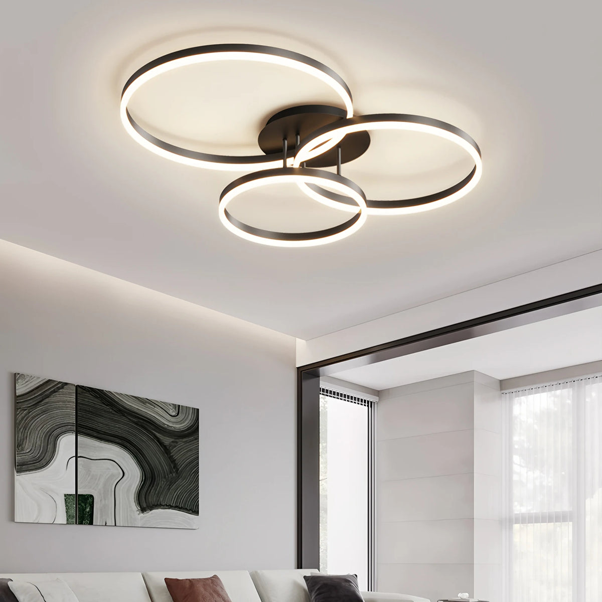 plafonnier led moderne blanc circulaire télécommande minimaliste contemporain interrupteur muralflux lumineux variable