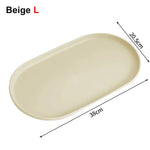 assiettes ovales modernes plastique beige marron clair plateaux service alimentaire réutiliables minimalistes